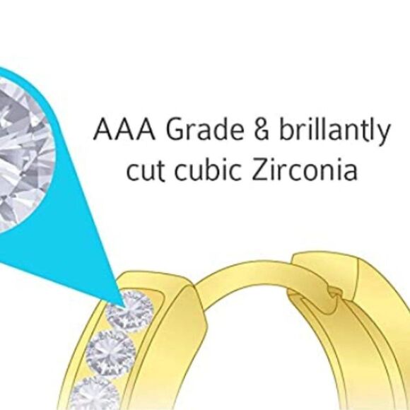 14K Yellow Gold and Diamond Cubic Zirconia Minnie Mouse Hoop Huggie Earrings - Picture 4 of 6